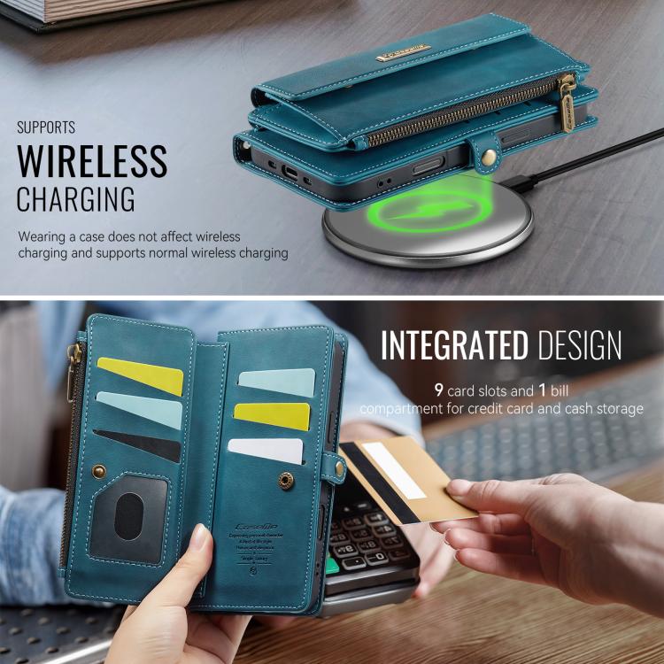 For iPhone Air CaseMe C39 RFID Blocking Zipper Wallet Leather Phone Case with Crossbody Strap