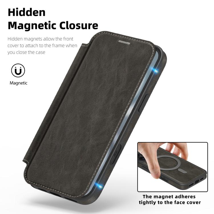 For iPhone 16 Linton MagSafe Leather Phone Case