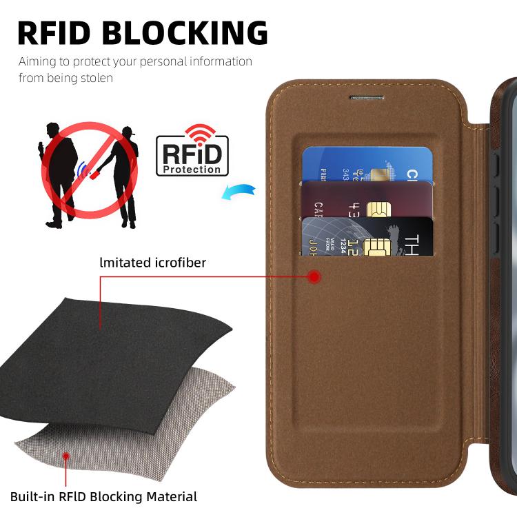 For iPhone 16 Plus Linton MagSafe Leather Phone Case