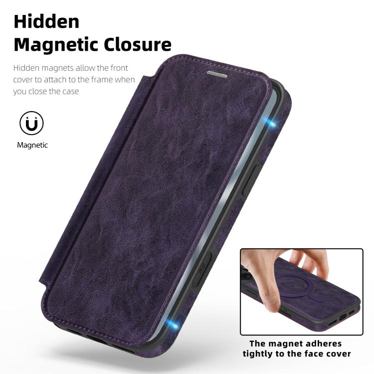 For iPhone 16 Plus Linton MagSafe Leather Phone Case