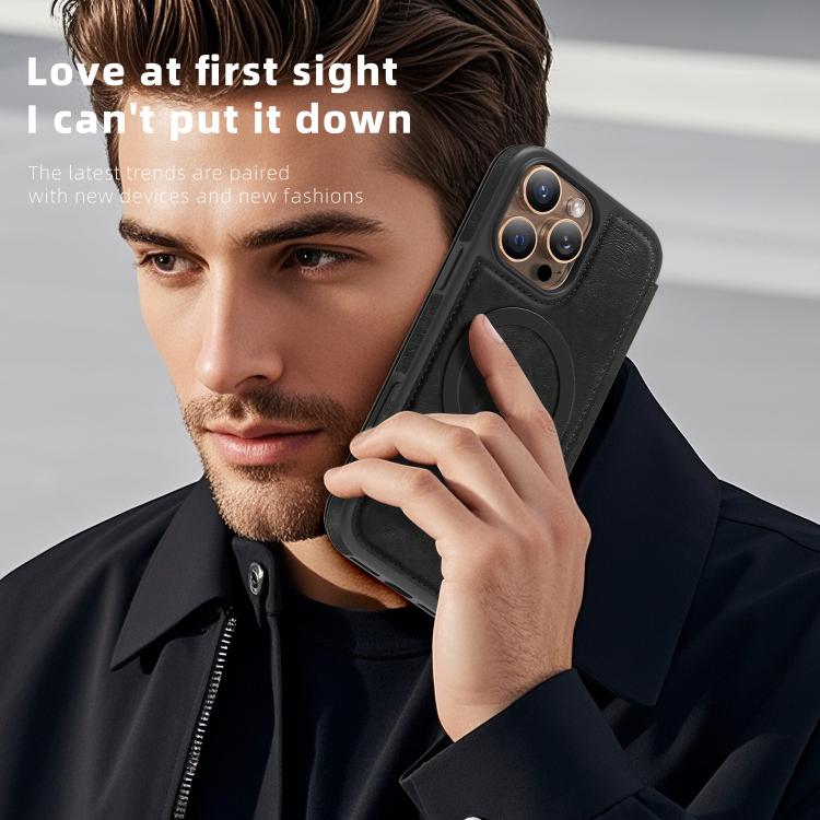 For iPhone 16 Pro Linton MagSafe Leather Phone Case