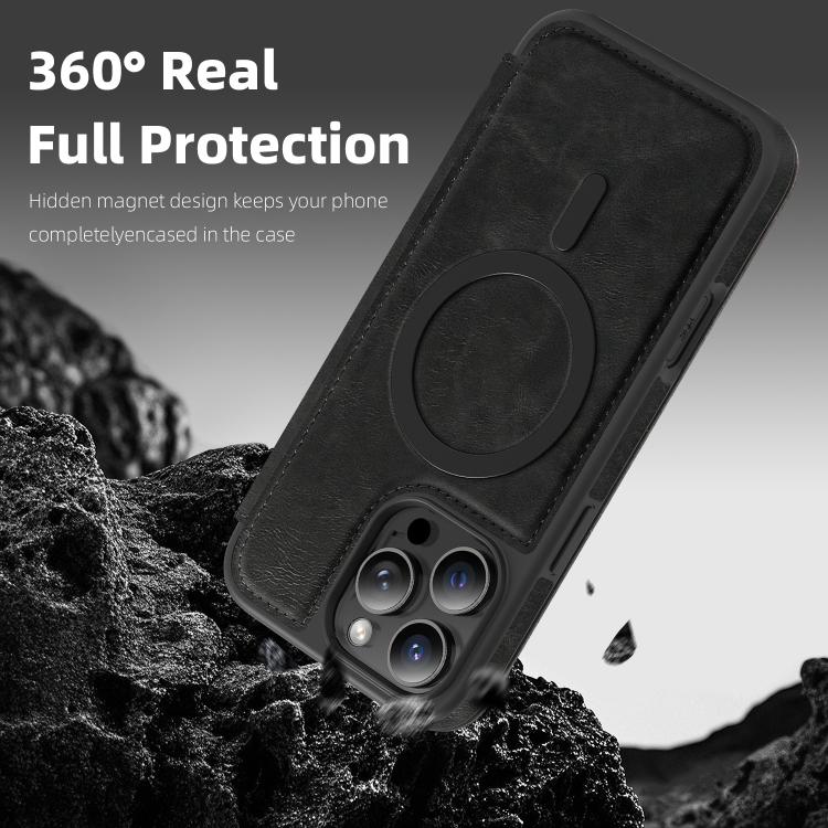 For iPhone 16 Pro Max Linton MagSafe Leather Phone Case