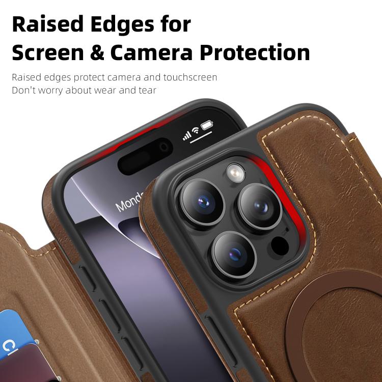 For iPhone 16 Pro Max Linton MagSafe Leather Phone Case