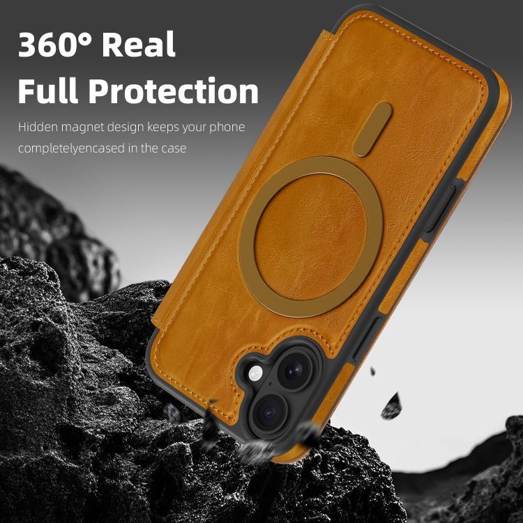 For iPhone 17e / 16e Linton MagSafe Leather Phone Case