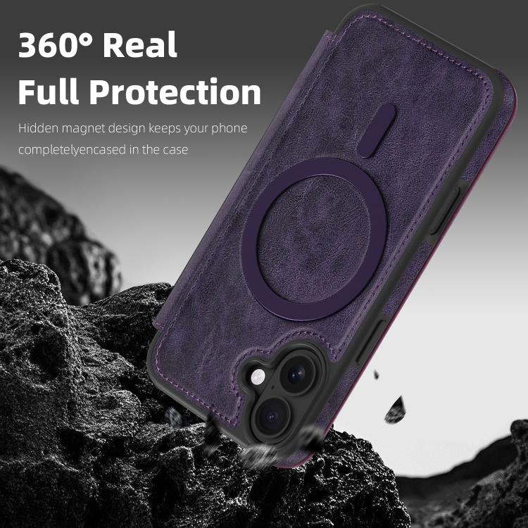 For iPhone 12 Linton MagSafe Leather Phone Case