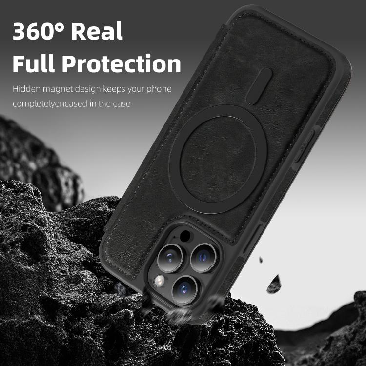For iPhone 12 Pro Linton MagSafe Leather Phone Case