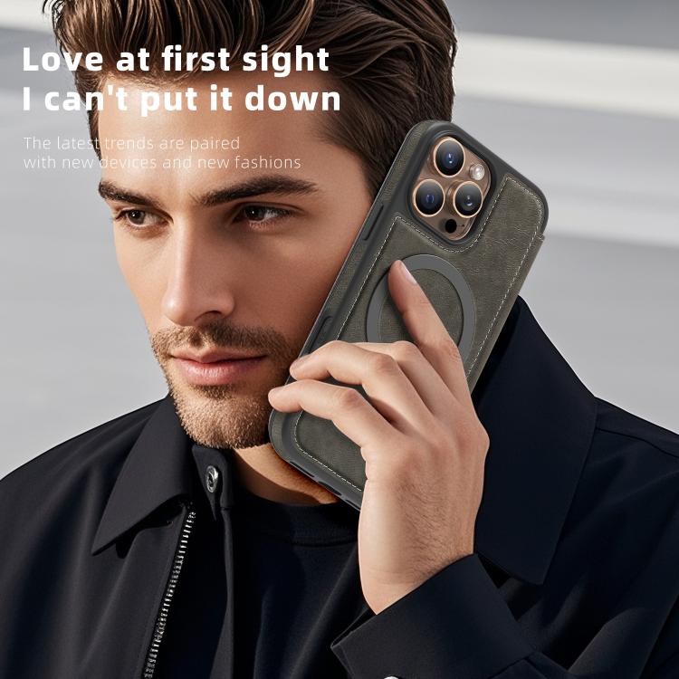 For iPhone 12 Pro Linton MagSafe Leather Phone Case