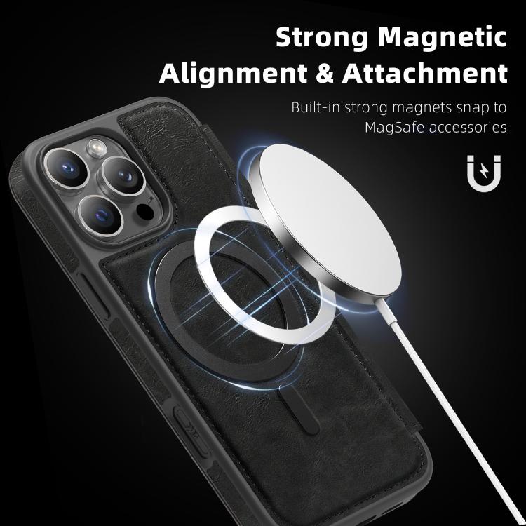 For iPhone 12 Pro Max Linton MagSafe Leather Phone Case