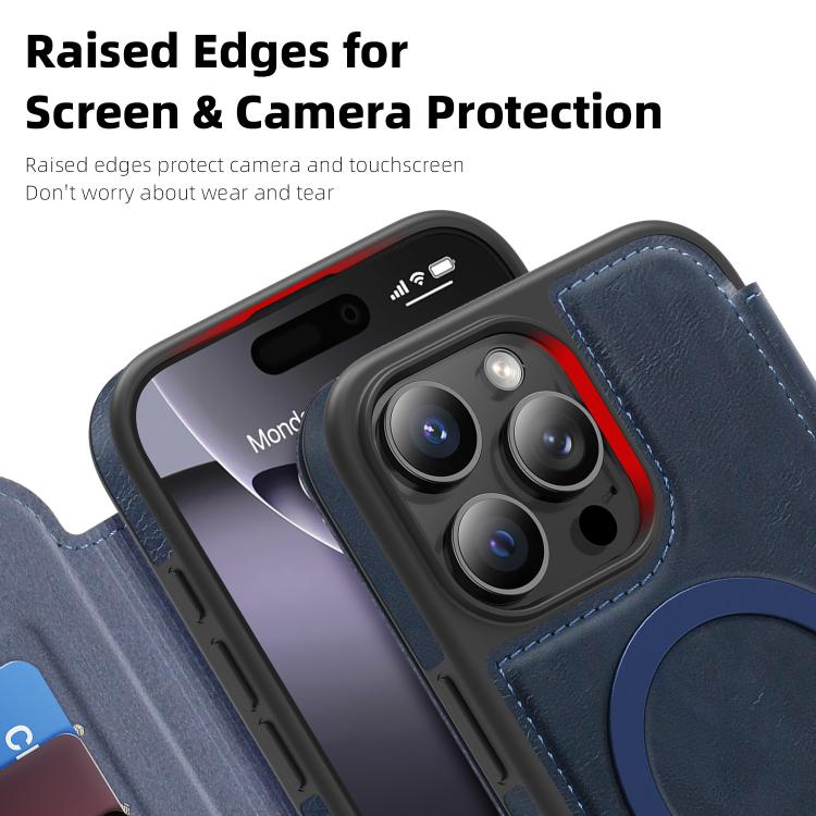 For iPhone 13 Pro Max Linton MagSafe Leather Phone Case