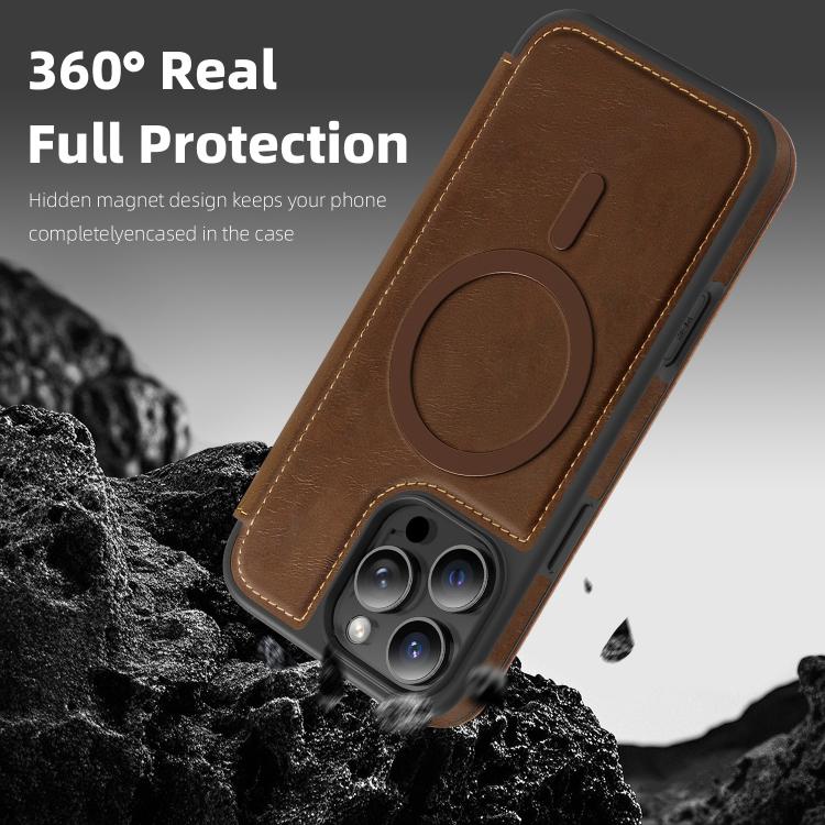 For iPhone 13 Pro Max Linton MagSafe Leather Phone Case