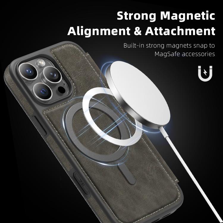 For iPhone 13 Pro Max Linton MagSafe Leather Phone Case