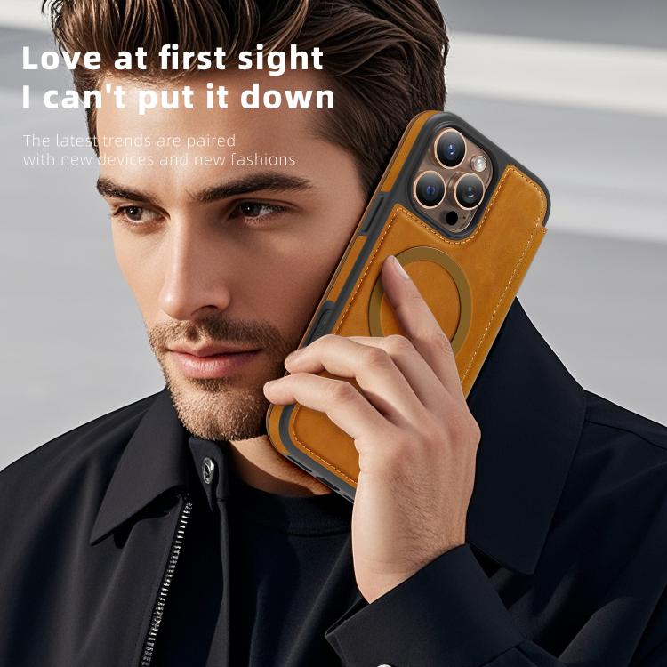For iPhone 13 Pro Max Linton MagSafe Leather Phone Case