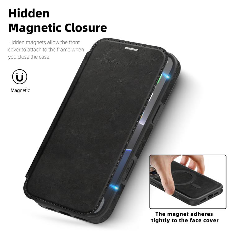 For iPhone 14 Pro Linton MagSafe Leather Phone Case