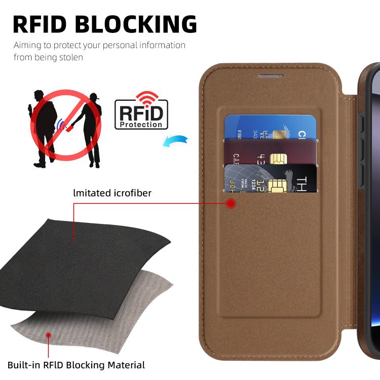 For iPhone 14 Pro Linton MagSafe Leather Phone Case
