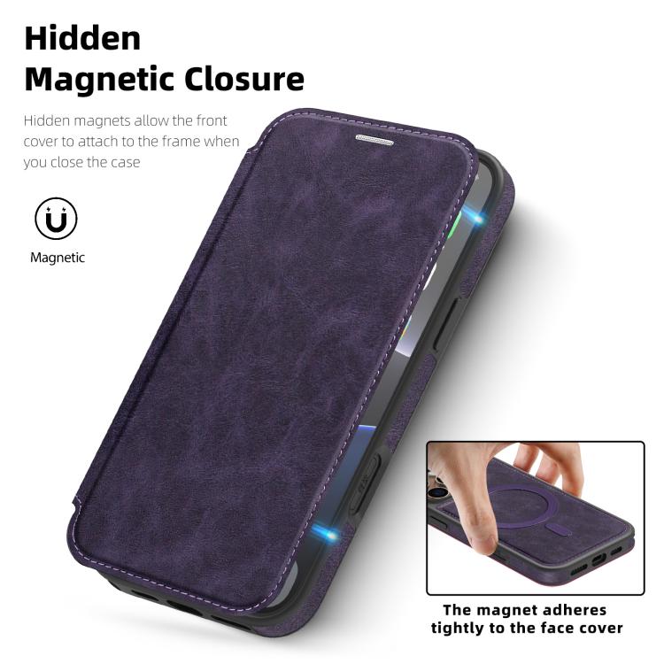 For iPhone 14 Pro Linton MagSafe Leather Phone Case