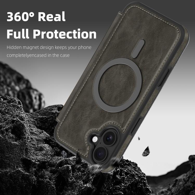 For iPhone 14 Plus Linton MagSafe Leather Phone Case
