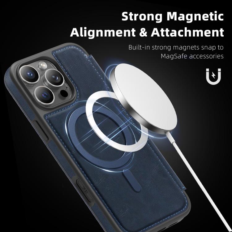 For iPhone 14 Pro Max Linton MagSafe Leather Phone Case