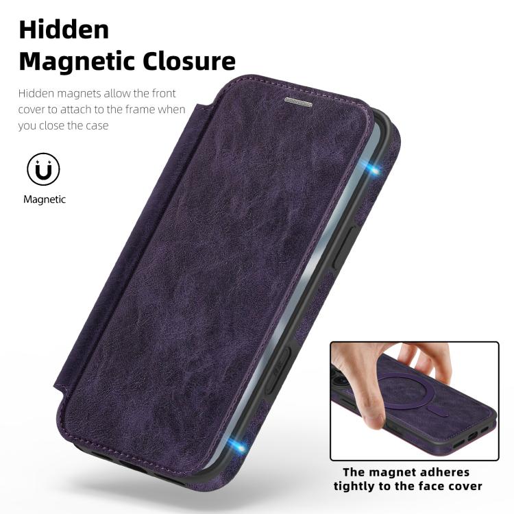 For iPhone 15 Linton MagSafe Leather Phone Case