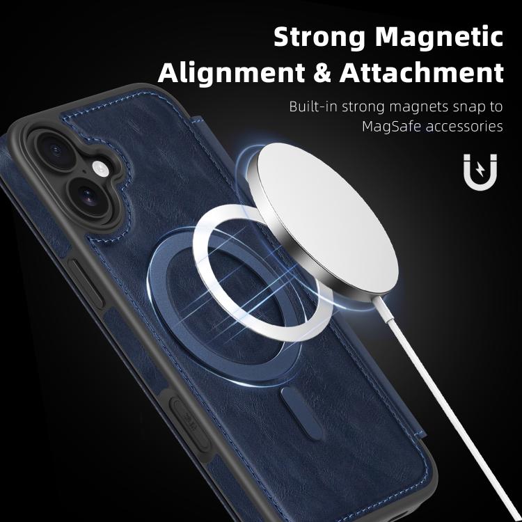 For iPhone 15 Plus Linton MagSafe Leather Phone Case