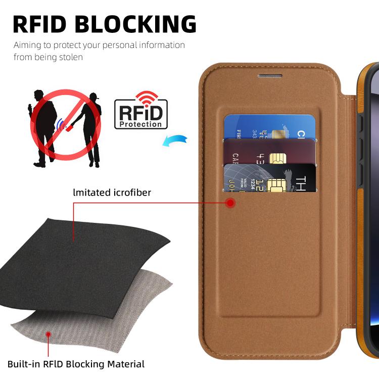 For iPhone 15 Pro Linton MagSafe Leather Phone Case