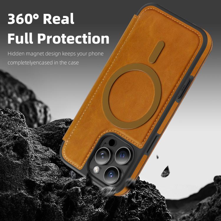 For iPhone 15 Pro Linton MagSafe Leather Phone Case