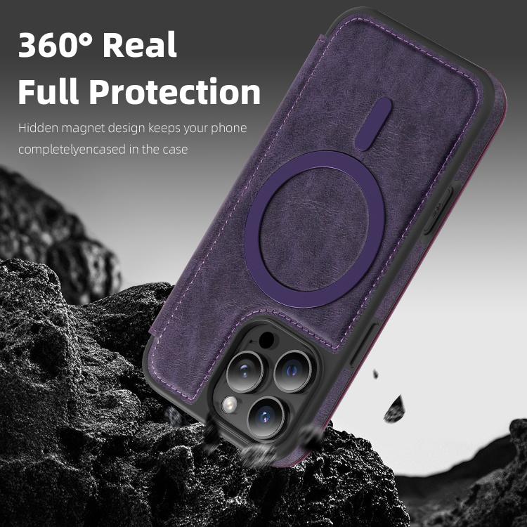 For iPhone 15 Pro Linton MagSafe Leather Phone Case