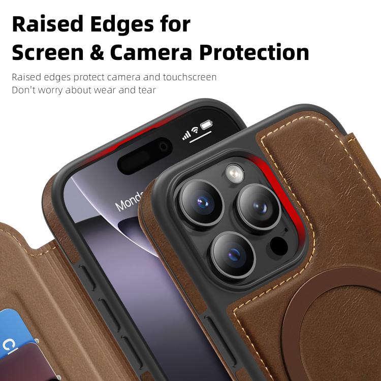 For iPhone 15 Pro Max Linton MagSafe Leather Phone Case