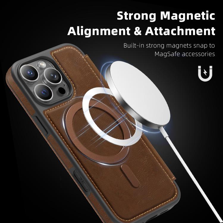 For iPhone 15 Pro Max Linton MagSafe Leather Phone Case