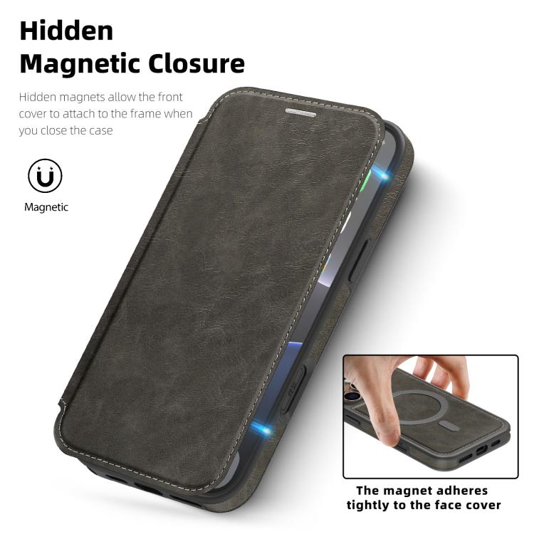 For iPhone 15 Pro Max Linton MagSafe Leather Phone Case