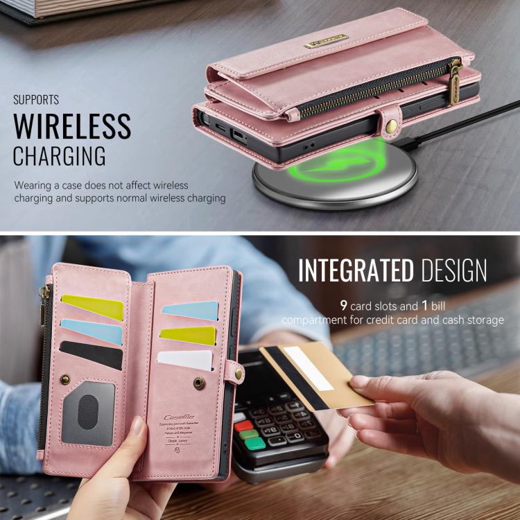 For Samsung Galaxy S25 Ultra 5G CaseMe C39 RFID Blocking Zipper Wallet Leather Phone Case with Crossbody Strap