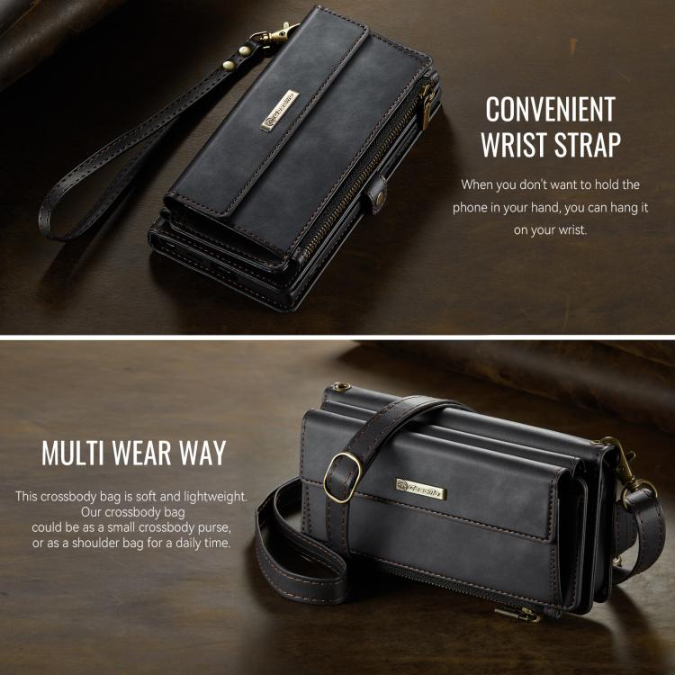 For Samsung Galaxy S24 Ultra 5G CaseMe C39 RFID Blocking Zipper Wallet Leather Phone Case with Crossbody Strap