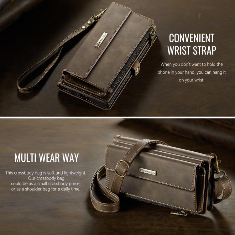 For Samsung Galaxy S24 Ultra 5G CaseMe C39 RFID Blocking Zipper Wallet Leather Phone Case with Crossbody Strap