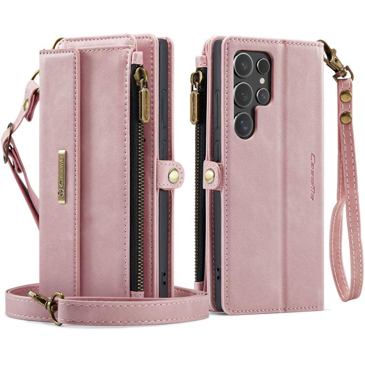 For Samsung Galaxy S24 Ultra 5G CaseMe C39 RFID Blocking Zipper Wallet Leather Phone Case with Crossbody Strap