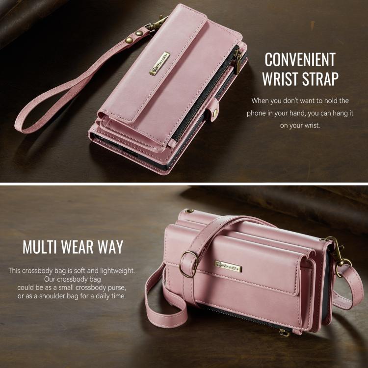 For Samsung Galaxy S24 Ultra 5G CaseMe C39 RFID Blocking Zipper Wallet Leather Phone Case with Crossbody Strap