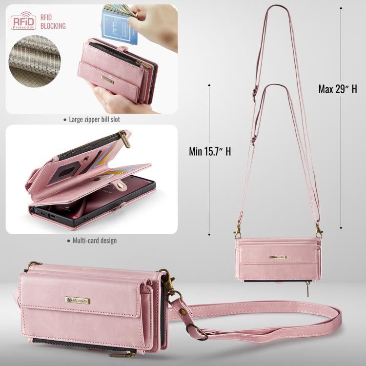 For Samsung Galaxy S24 Ultra 5G CaseMe C39 RFID Blocking Zipper Wallet Leather Phone Case with Crossbody Strap