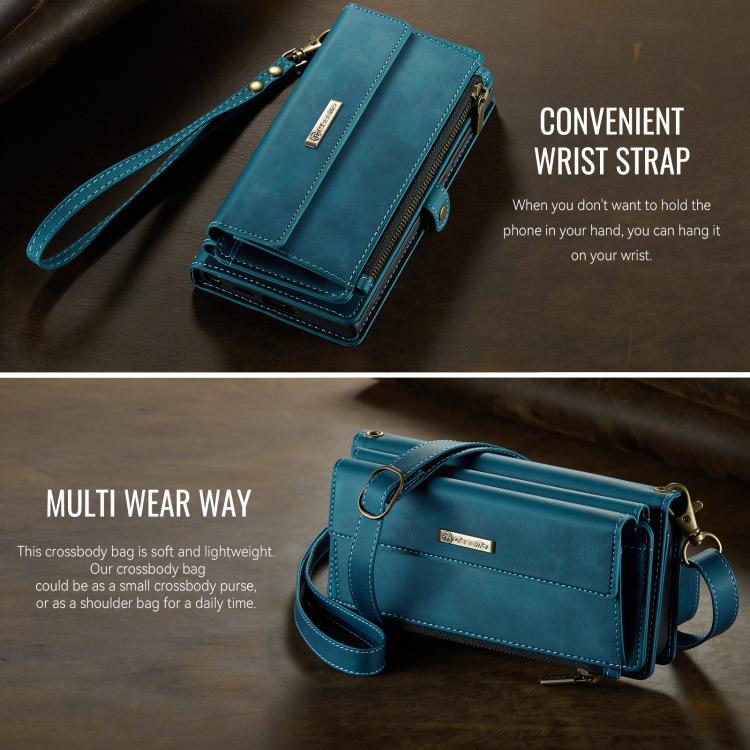 For Samsung Galaxy S24 Ultra 5G CaseMe C39 RFID Blocking Zipper Wallet Leather Phone Case with Crossbody Strap