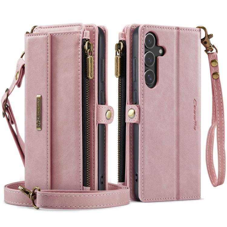 For Samsung Galaxy S24 FE 5G CaseMe C39 RFID Blocking Zipper Wallet Leather Phone Case with Crossbody Strap