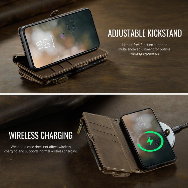 For Samsung Galaxy S23+ 5G CaseMe C39 RFID Blocking Zipper Wallet Leather Phone Case with Crossbody Strap