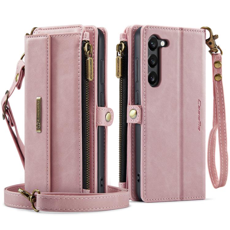 For Samsung Galaxy S23+ 5G CaseMe C39 RFID Blocking Zipper Wallet Leather Phone Case with Crossbody Strap