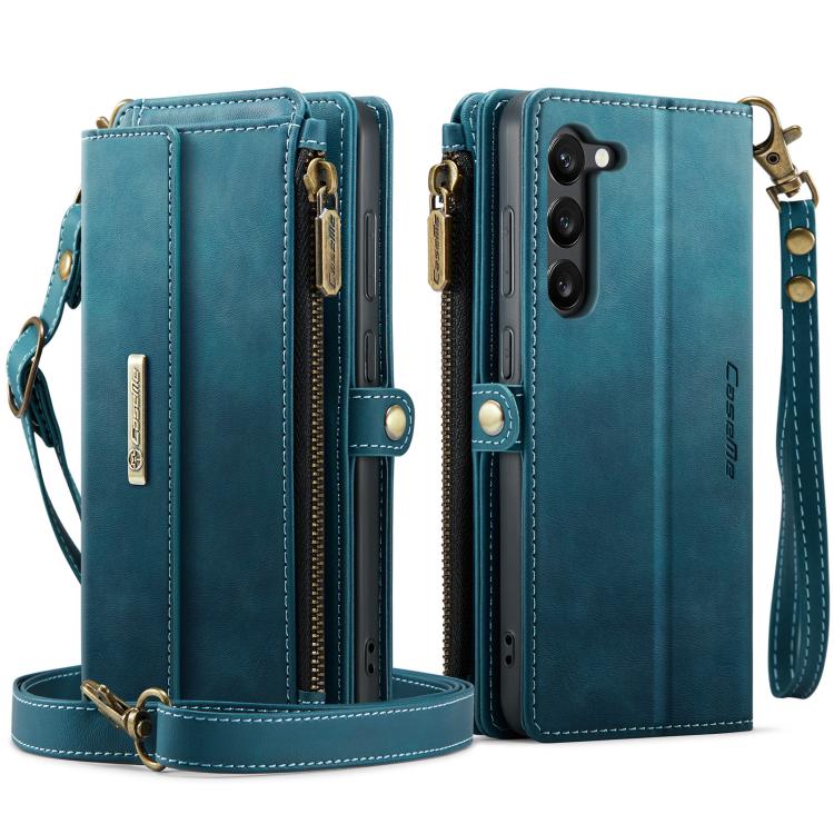 For Samsung Galaxy S23+ 5G CaseMe C39 RFID Blocking Zipper Wallet Leather Phone Case with Crossbody Strap