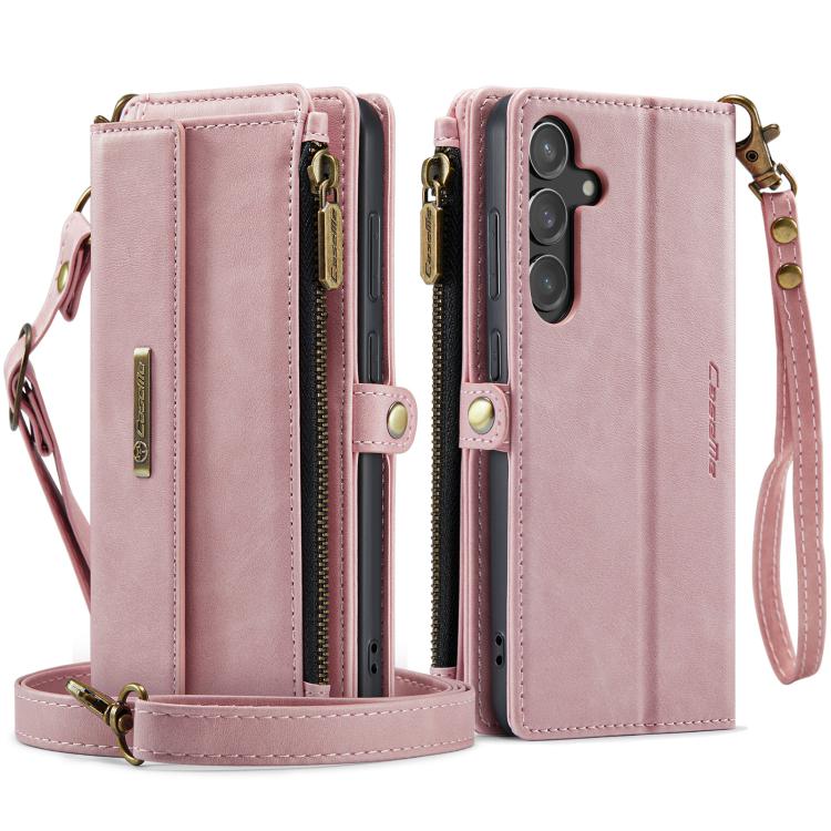 For Samsung Galaxy S23 FE 5G CaseMe C39 RFID Blocking Zipper Wallet Leather Phone Case with Crossbody Strap