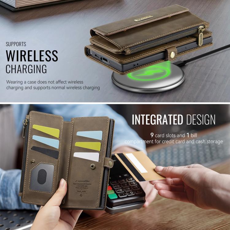 For Samsung Galaxy S23 Ultra 5G CaseMe C39 RFID Blocking Zipper Wallet Leather Phone Case with Crossbody Strap