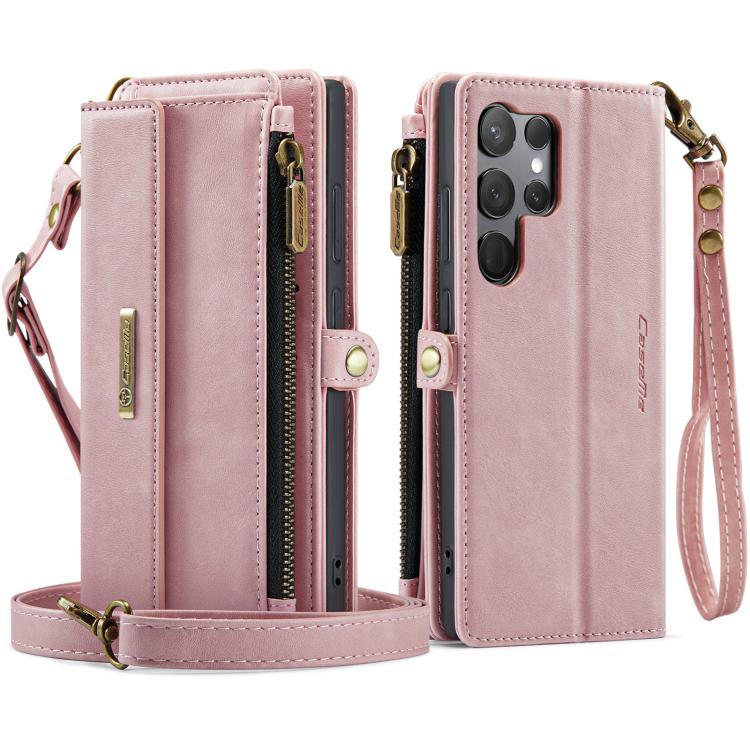 For Samsung Galaxy S23 Ultra 5G CaseMe C39 RFID Blocking Zipper Wallet Leather Phone Case with Crossbody Strap