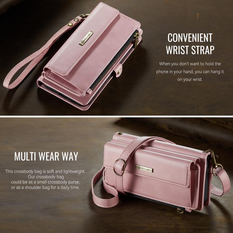For Samsung Galaxy S21 Ultra 5G CaseMe C39 RFID Blocking Zipper Wallet Leather Phone Case with Crossbody Strap