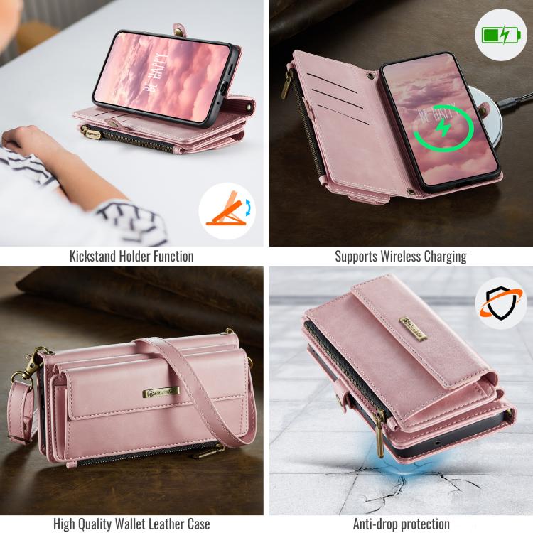 For Samsung Galaxy S20 FE 5G CaseMe C39 RFID Blocking Zipper Wallet Leather Phone Case with Crossbody Strap