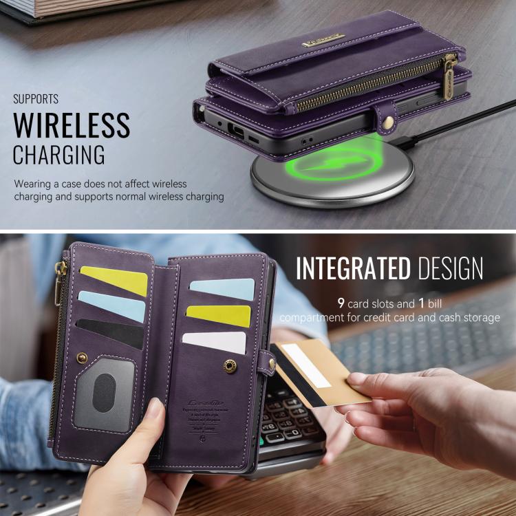 For Samsung Galaxy S20 FE 5G CaseMe C39 RFID Blocking Zipper Wallet Leather Phone Case with Crossbody Strap