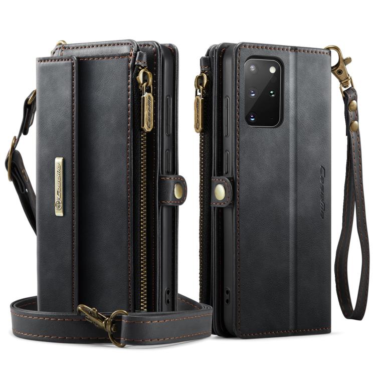 For Samsung Galaxy S20+ 5G CaseMe C39 RFID Blocking Zipper Wallet Leather Phone Case with Crossbody Strap