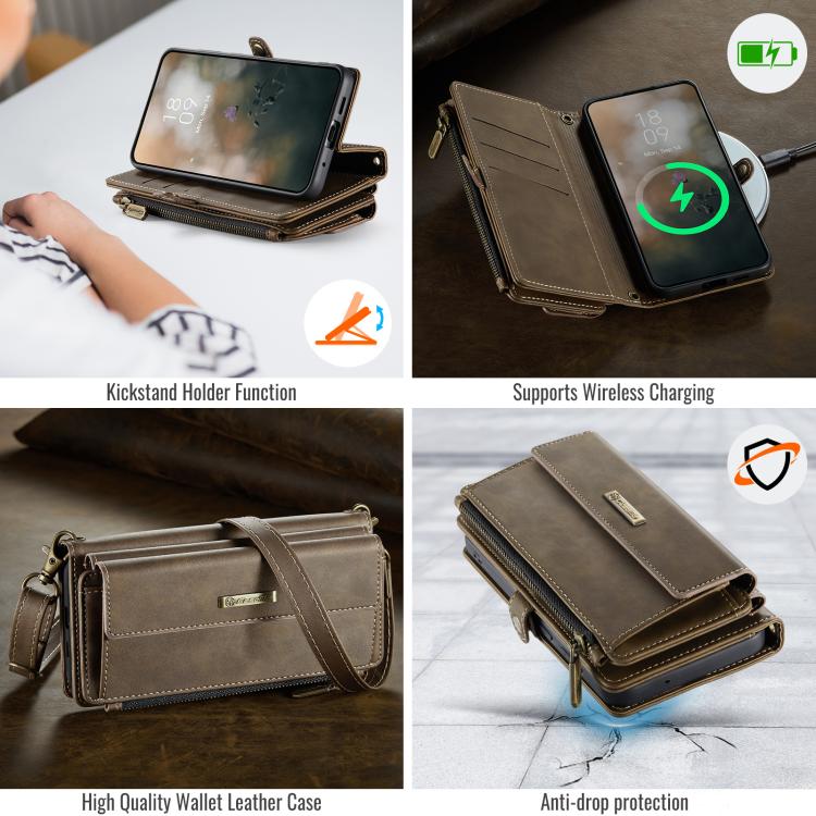 For Samsung Galaxy S20+ 5G CaseMe C39 RFID Blocking Zipper Wallet Leather Phone Case with Crossbody Strap