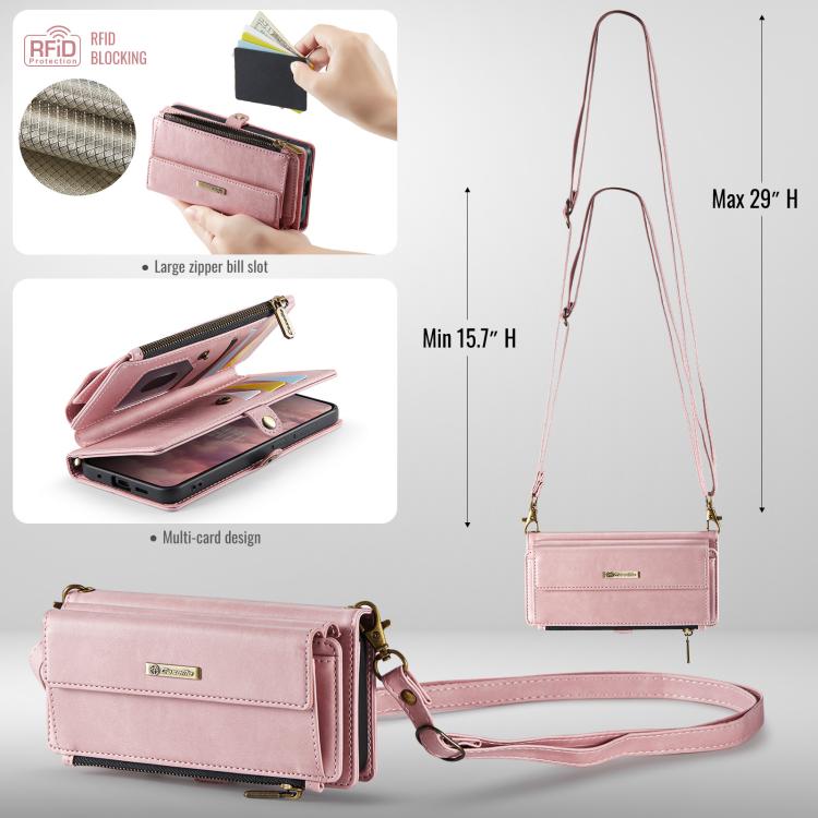 For Samsung Galaxy S20+ 5G CaseMe C39 RFID Blocking Zipper Wallet Leather Phone Case with Crossbody Strap