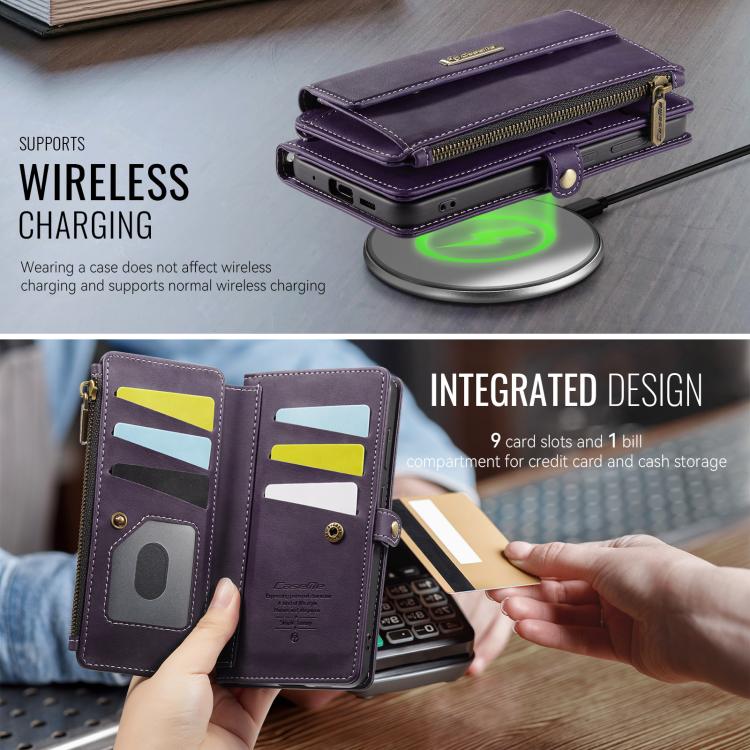 For Samsung Galaxy S20+ 5G CaseMe C39 RFID Blocking Zipper Wallet Leather Phone Case with Crossbody Strap